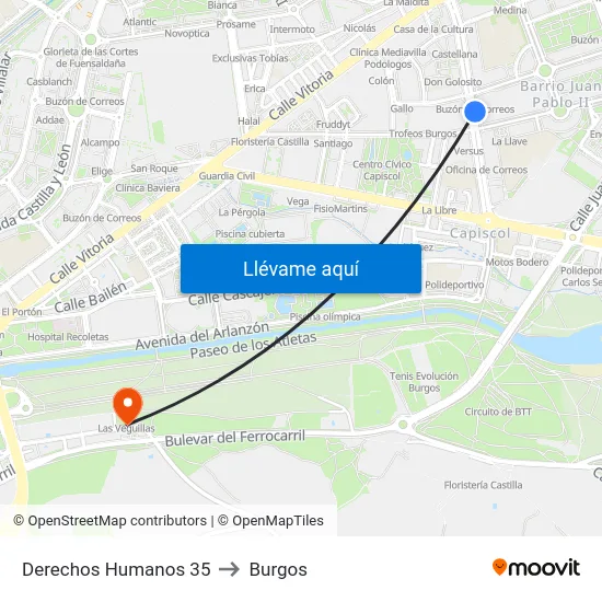 Derechos Humanos 35 to Burgos map