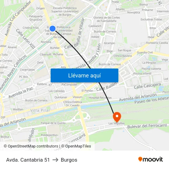 Avda. Cantabria 51 to Burgos map