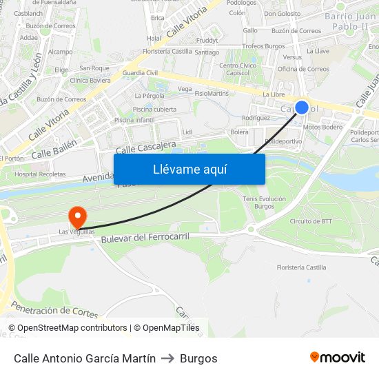 Calle Antonio García Martín to Burgos map
