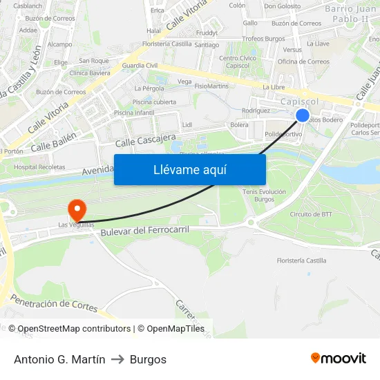 Antonio G. Martín to Burgos map