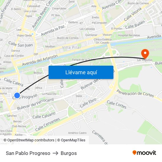 San Pablo Progreso to Burgos map