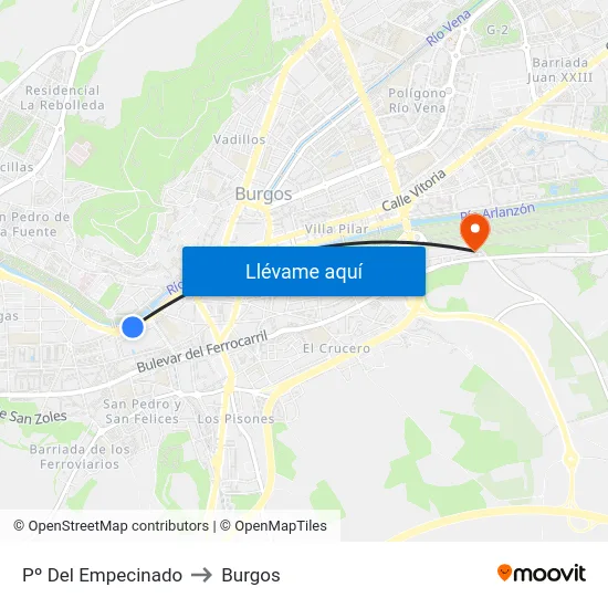 Pº Del Empecinado to Burgos map