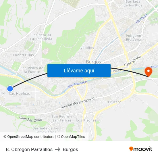 B. Obregón Parralillos to Burgos map