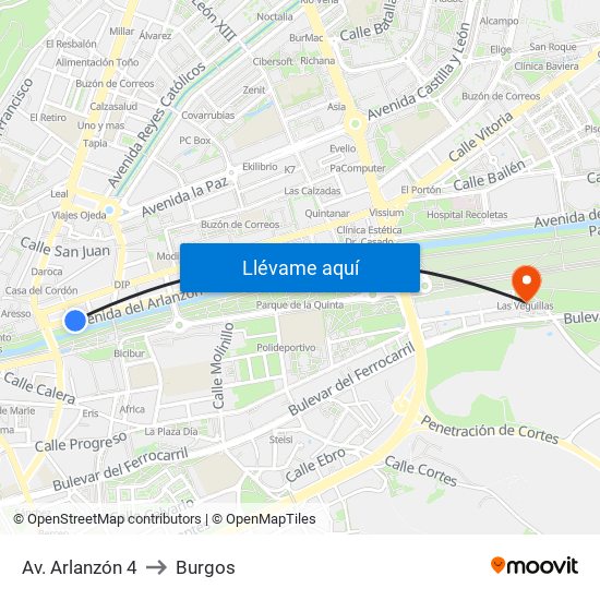 Av. Arlanzón 4 to Burgos map