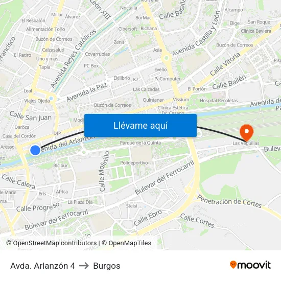 Avda. Arlanzón 4 to Burgos map