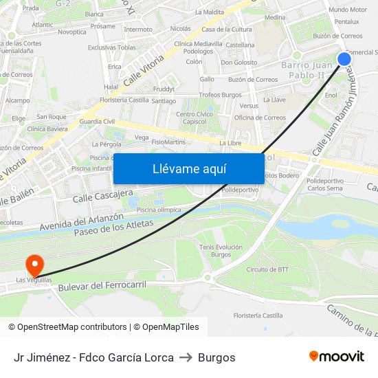 Jr Jiménez - Fdco García Lorca to Burgos map