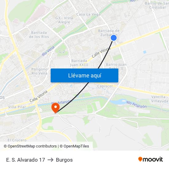 E. S. Alvarado 17 to Burgos map