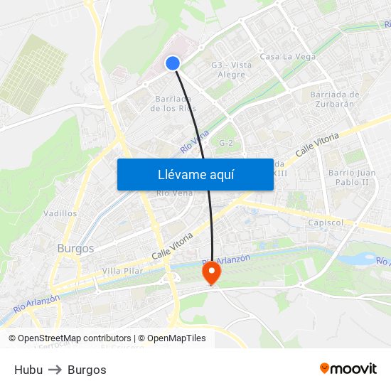 Hubu to Burgos map