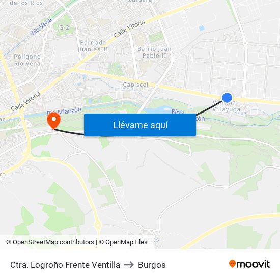 Ctra. Logroño Frente Ventilla to Burgos map