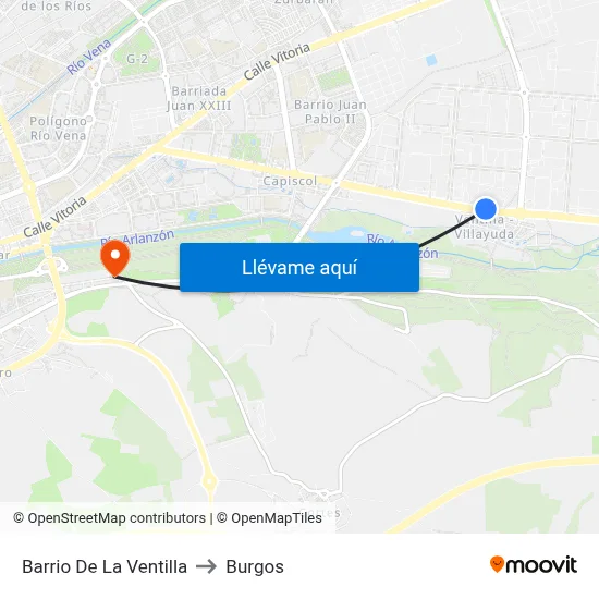 Barrio De La Ventilla to Burgos map