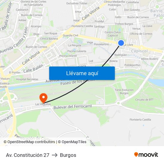 Av. Constitución 27 to Burgos map