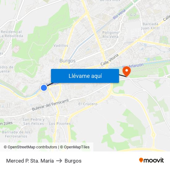 Merced P. Sta. María to Burgos map