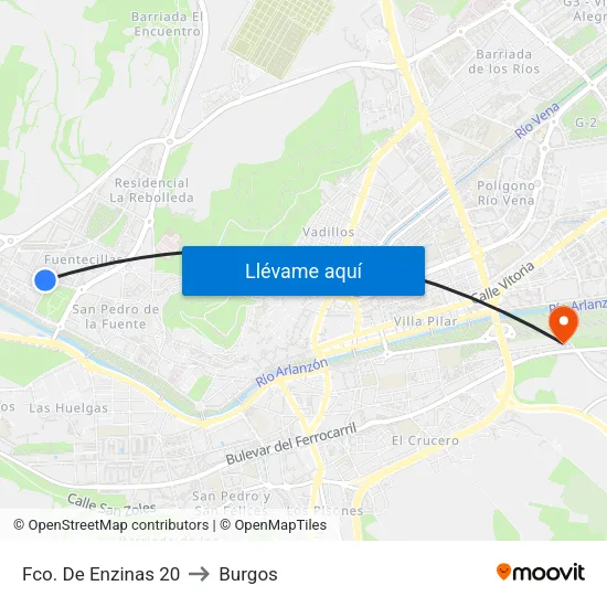 Fco. De Enzinas 20 to Burgos map