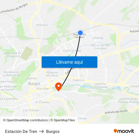 Estación De Tren to Burgos map