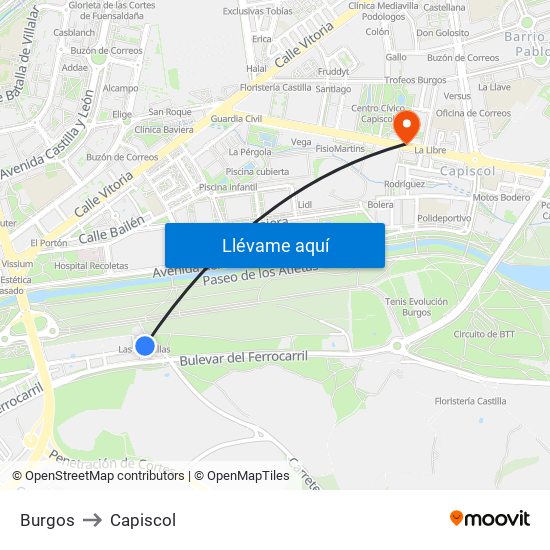 Burgos to Capiscol map