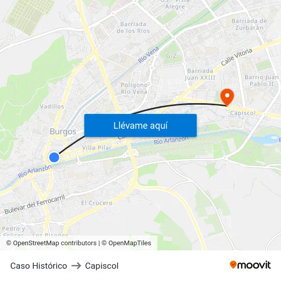 Caso Histórico to Capiscol map