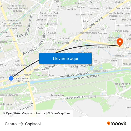 Centro to Capiscol map