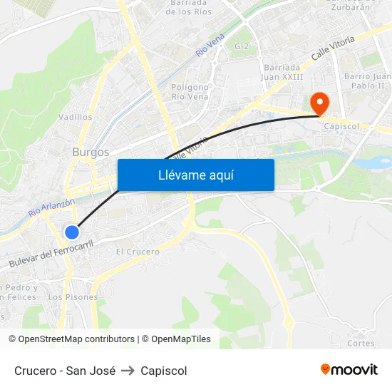 Crucero - San José to Capiscol map