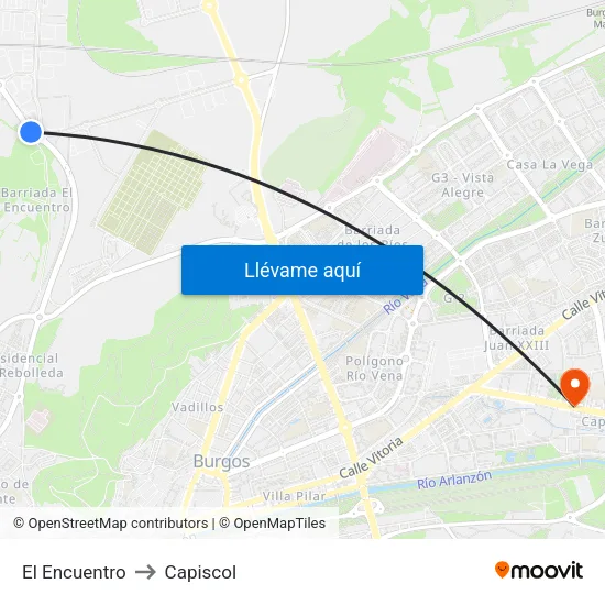 El Encuentro to Capiscol map