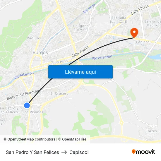 San Pedro Y San Felices to Capiscol map