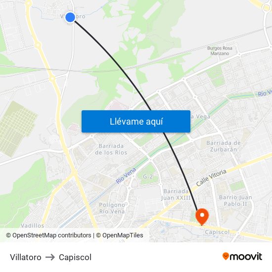 Villatoro to Capiscol map