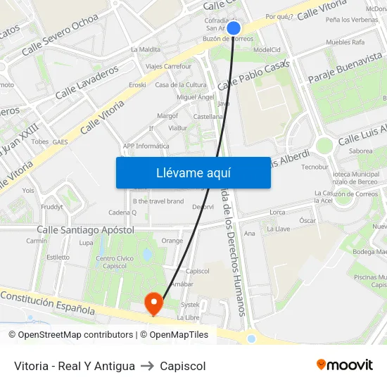 Vitoria - Real Y Antigua to Capiscol map