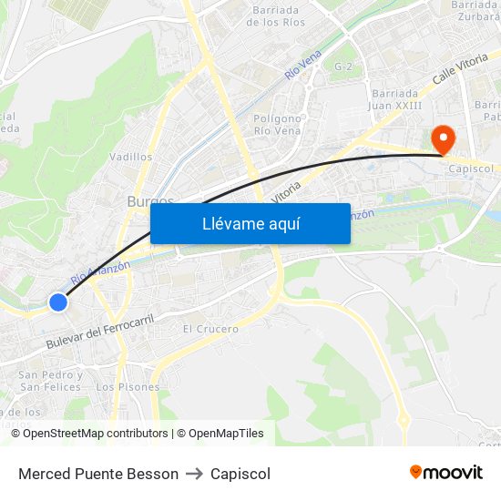 Merced Puente Besson to Capiscol map