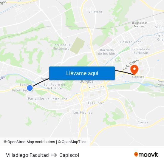 Villadiego Facultad to Capiscol map