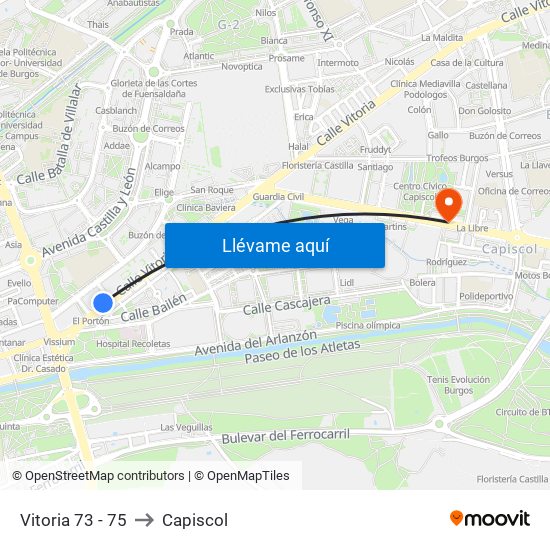 Vitoria 73 - 75 to Capiscol map