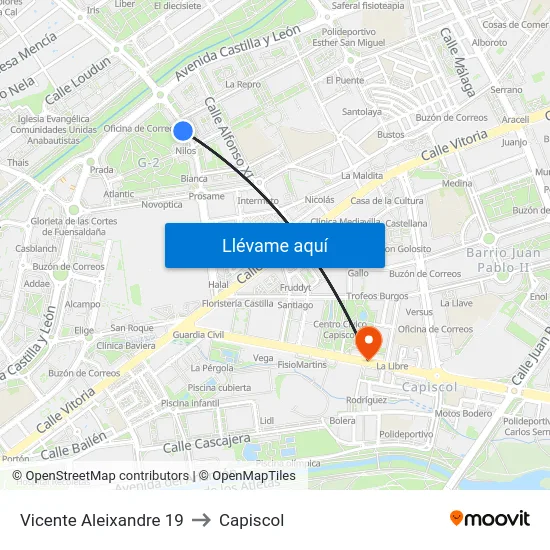 Vicente Aleixandre  19 to Capiscol map