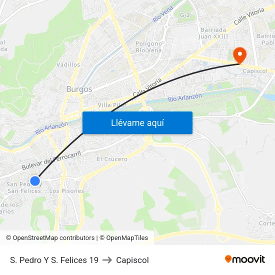 S. Pedro Y S. Felices 19 to Capiscol map