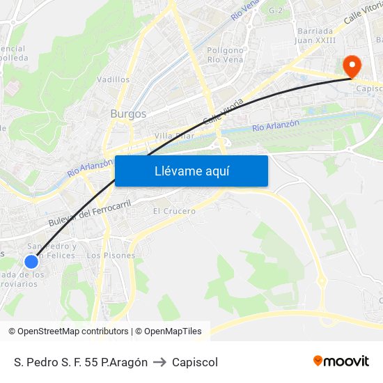 S. Pedro S. F. 55 P.Aragón to Capiscol map