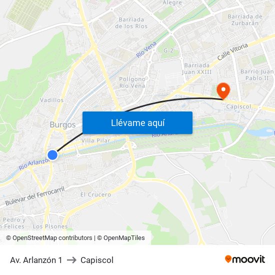 Av. Arlanzón 1 to Capiscol map