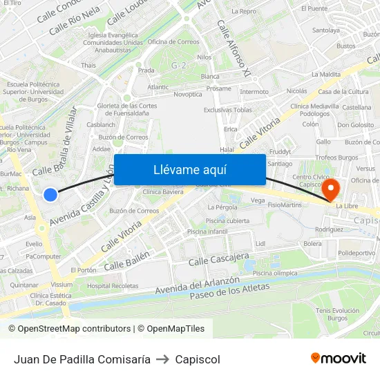 Juan De Padilla  Comisaría to Capiscol map