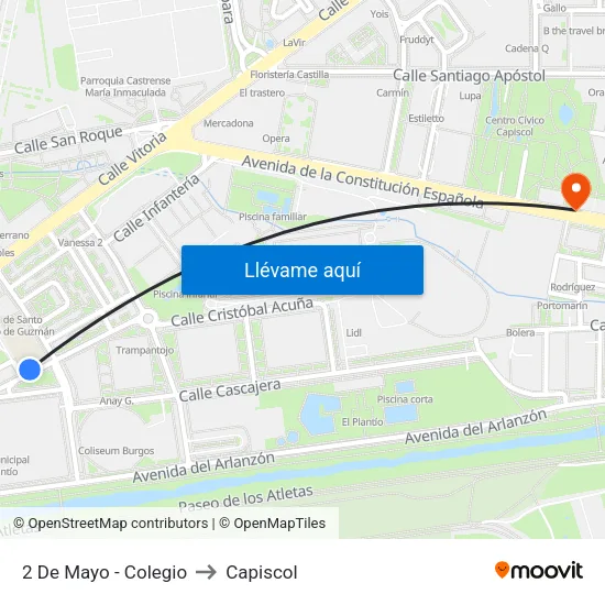 2 De Mayo - Colegio to Capiscol map