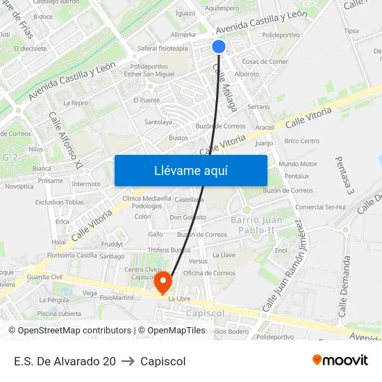 E.S. De Alvarado 20 to Capiscol map