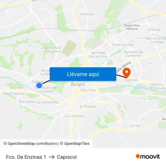 Fco. De Enzinas 1 to Capiscol map