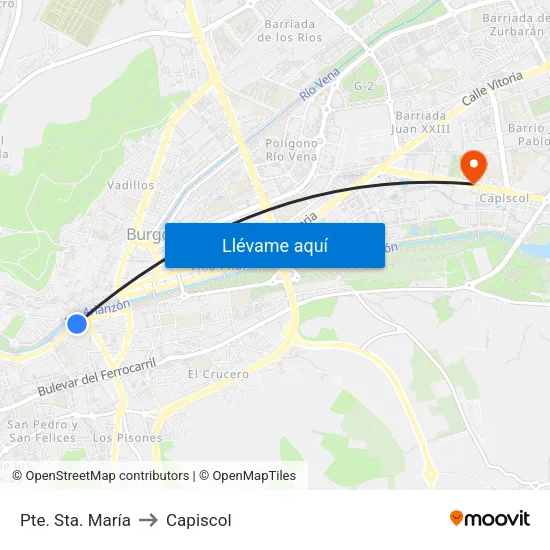 Pte. Sta. María to Capiscol map