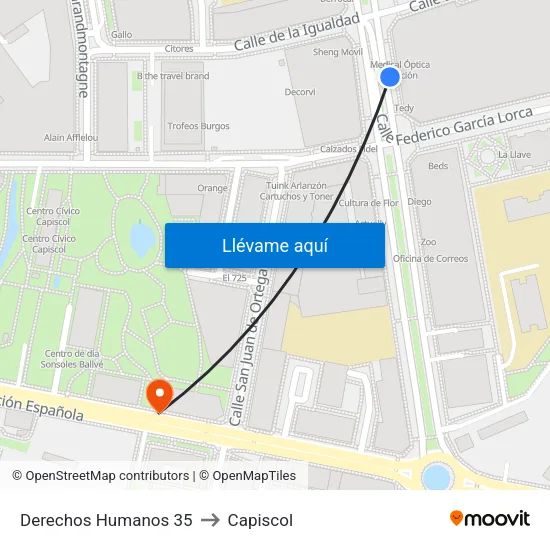 Derechos Humanos 35 to Capiscol map