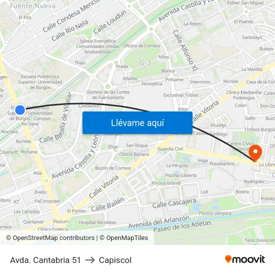 Avda. Cantabria 51 to Capiscol map