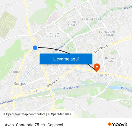 Avda. Cantabria 75 to Capiscol map