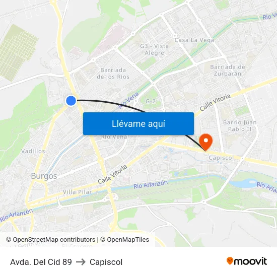 Avda. Del Cid 89 to Capiscol map