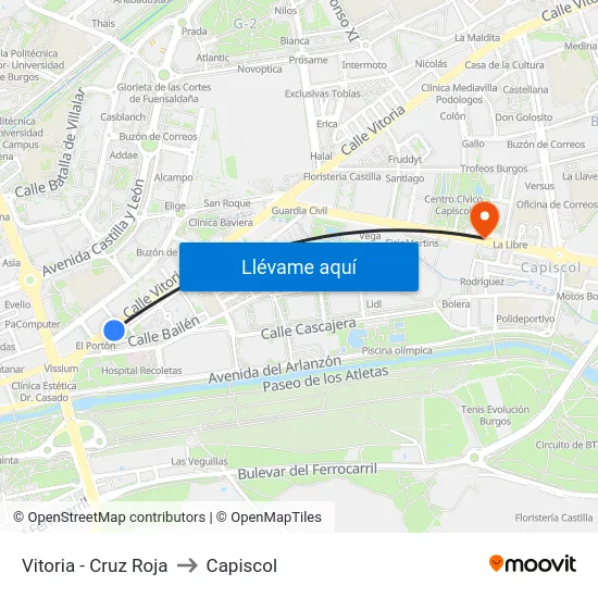 Vitoria - Cruz Roja to Capiscol map