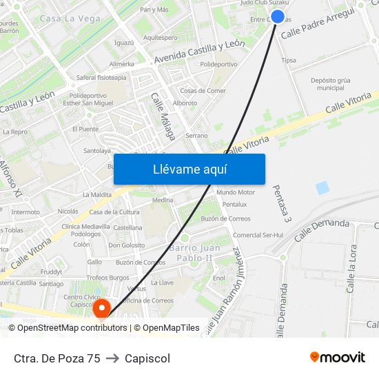 Ctra. De Poza 75 to Capiscol map