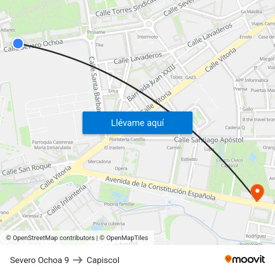 Severo Ochoa 9 to Capiscol map