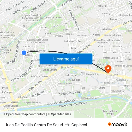 Juan De Padilla Centro De Salud to Capiscol map