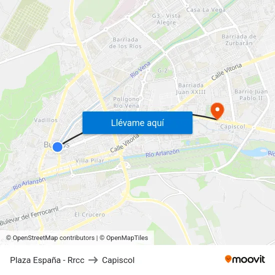 Plaza España - Rrcc to Capiscol map