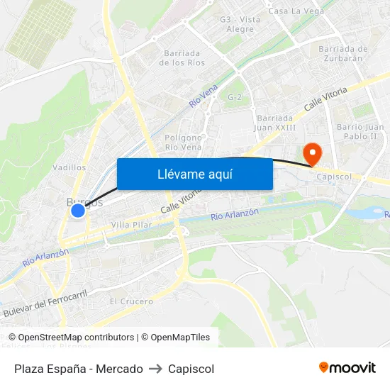 Plaza España - Mercado to Capiscol map