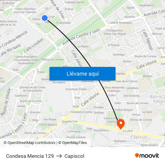 Condesa Mencía 129 to Capiscol map
