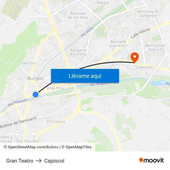 Gran Teatro to Capiscol map